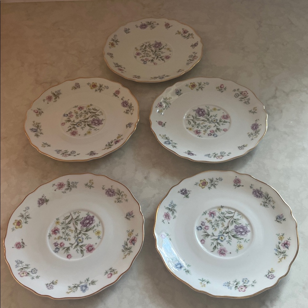 Vintage Franconia Krauthheim set of 5 bread, saucer dessert Plates Millefleurs